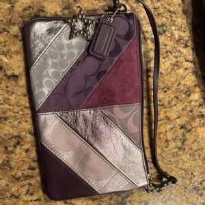 Coach Metallic/plum Wristlet with Star charm design Y2K